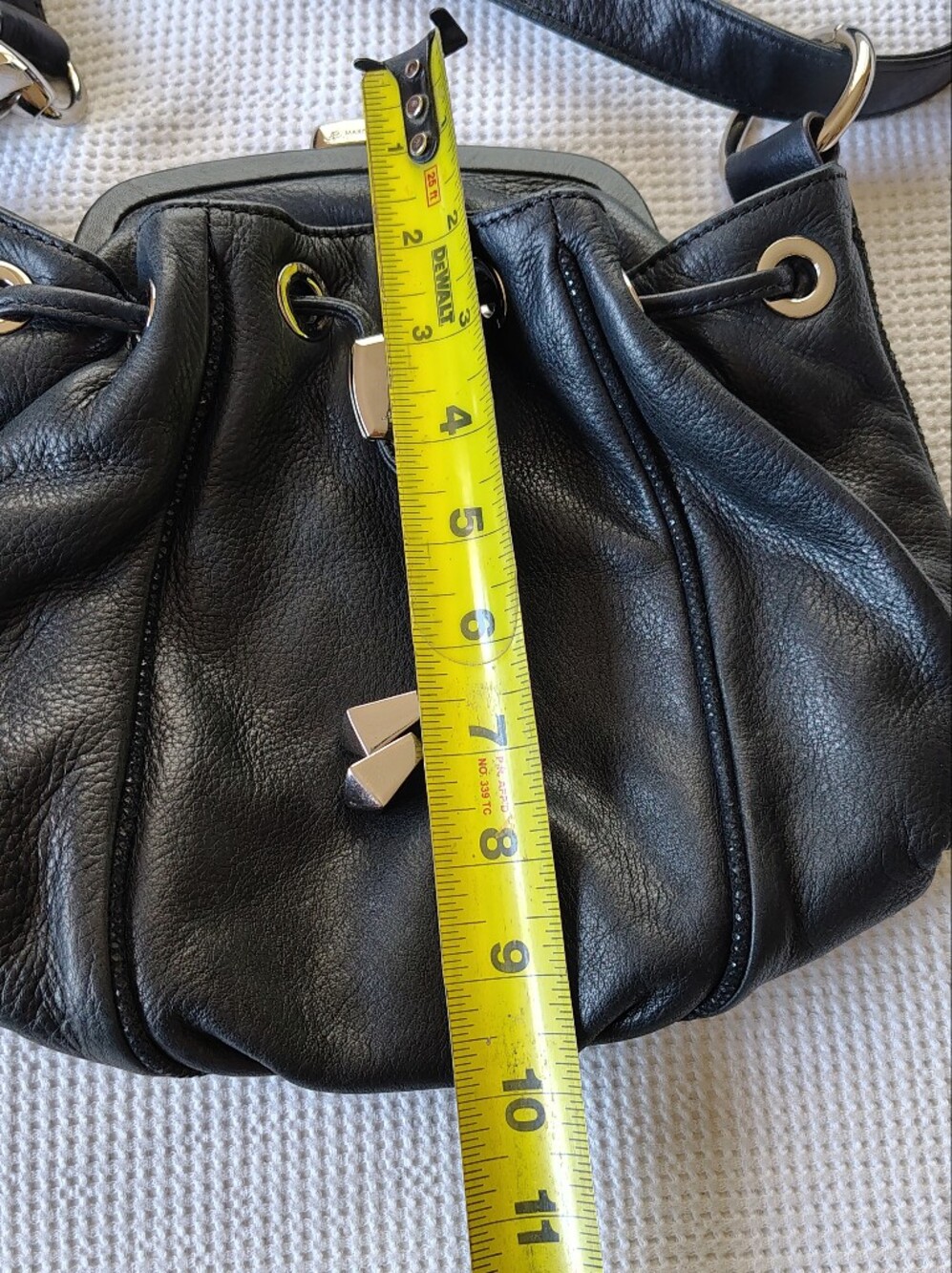 B Makowsky Black Leather Crossbody with Silver Hardware. - Picture 12 of 13